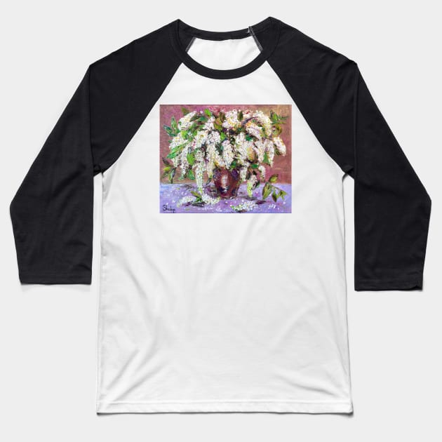 Bird Cherry Baseball T-Shirt by NataliaShchip